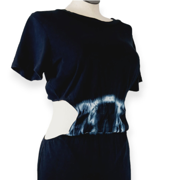 LNA Clothing SZ M Cotton Black Short Sleeve Dress Tie Dye Waist Open Back NWT - Picture 4 of 8